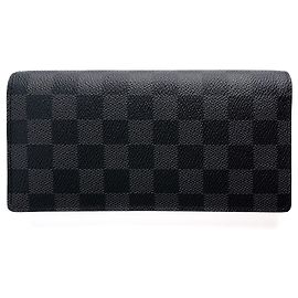 Louis Vuitton Cartera vertical larga de lona Brazza Damier Graphite Multicolor