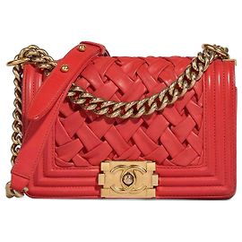 Chanel BOY CHANEL Borsa in agnello rosso Rosso