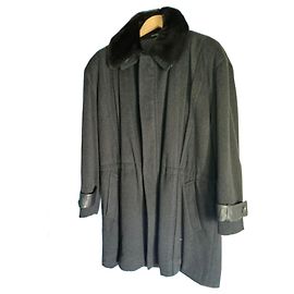 Parka Zilli de cachemira con cuello de visón gris oscuro Gris antracita