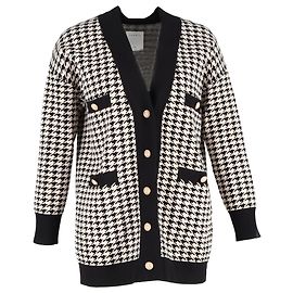Sandro Dane Houndstooth Cardigan aus schwarzer Viskose Andere