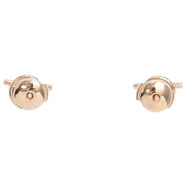 Brincos pequenos Echappee em metal dourado rosa Hermès Marrom Rosa