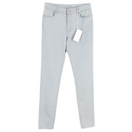 Jeans de perna reta Escada em denim de algodão cinza claro Cinza