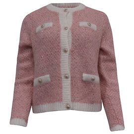 Maje Fancy Lurex Strickjacke aus rosa Polyester Braun Pink