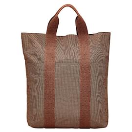 Hermès-Sac tote en toile Herline d'Hermès-Marron