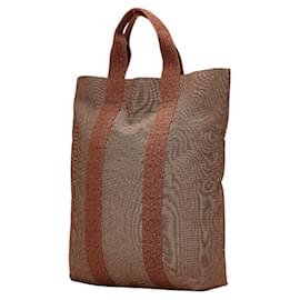 Hermès-Sac tote en toile Herline d'Hermès-Marron