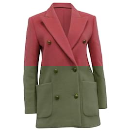 Sandro-Sandro Marcus Double Breasted Pea Coat in Pink Virgin Wool-Pink