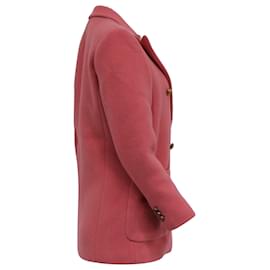 Sandro-Sandro Marcus Double Breasted Pea Coat in Pink Virgin Wool-Pink