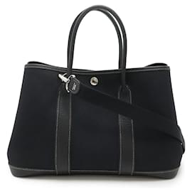 Hermès-Sac 2 en 1 Toile Officier Garden Party d'Hermès-Noir
