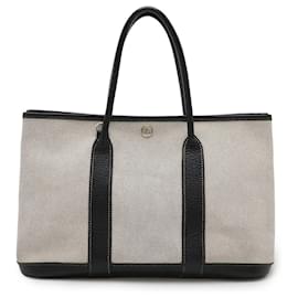 Hermès-Sac à main Hermes Garden Party TPM Toile-Gris