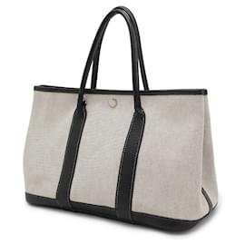 Hermès-Sac à main Hermes Garden Party TPM Toile-Gris
