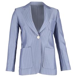 Sandro-Sandro Huguita Siingle-Breasted Blazer in Light Blue Viscose-Blue,Light blue
