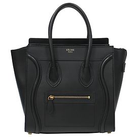 Céline Borsa Tote Celine Micro Luggage in pelle di vitello nera Nero