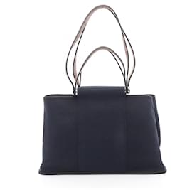 Hermès-Sac tote Hermes Cabas Elan PM Toile Officier en cuir-Noir