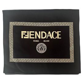Fendi Saco de poeira Fendace preto e dourado de algodão Preto Dourado