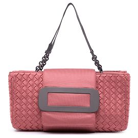 Bolsa Bottega Veneta em lona rosa Intrecciato com fivela e aba Rosa