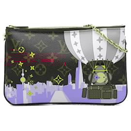 Louis Vuitton-Louis Vuitton Brown Monogram Double Zip Pochette Illustre Vivienne Shanghai-Brown