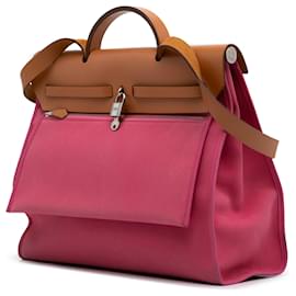 Hermès-Hermès Pink Toile Herbag Zip 39-Rose