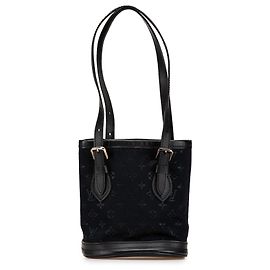 Schwarzer Monogramm Mini Satin Eimer Louis Vuitton Schwarz