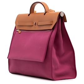 Hermès-Hermès Pink Toile Herbag Zip 39-Rose,Autre