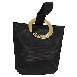 Céline CELINE Pouch Nylon Nero Oro Auth 121116 Nero D'oro
