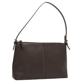 BURBERRY Shoulder Bag Leather Brown Silver Auth BA2674 Brown Silvery