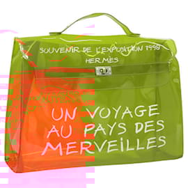 Hermès-HERMES Sac à main Kelly en vinyle Orange Auth fm4700-Orange