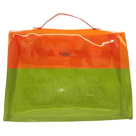 Hermès-HERMES Sac à main Kelly en vinyle Orange Auth fm4700-Orange