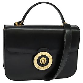 Céline Borsa a mano CELINE in pelle 2 vie nera e oro Auth 125900 Nero D'oro