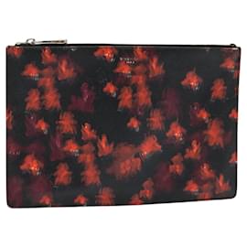 Givenchy-GIVENCHY Clutch Bag Safiano Leather Red Silver Auth BA2760-Silvery,Red
