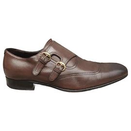 Scarpe Double Monk Gucci Pelle Marrone Scuro Marrone scuro