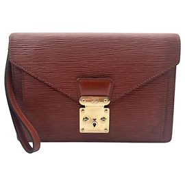 Clutch Louis Vuitton Marrom em Couro Epi Marrom