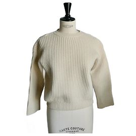Hermès HERMES Pull laine court écru 36/38 TBE Écru