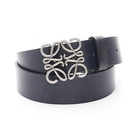 Loewe Chunky Anagram Leather Belt Navy blue