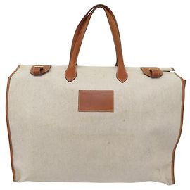 Hermès BORSA DA VIAGGIO VINTAGE HERMES KABA 52CM IN CANVAS E PELLE Beige
