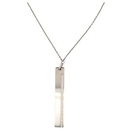 MESSIKA KATE 5781 LONG NECKLACE VERTICAL PENDANT WHITE GOLD 18K DIAMOND 0.59CT Silvery