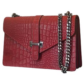 Autre Marque The Genuine Leather Red Crocodile Leather Handbag Red