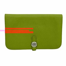 Hermès-Portefeuille Long Hermes Dogon Duo en Capucine-Autre