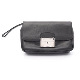 Bulgari Pochette Bvlgari Second en cuir noir Noir