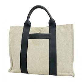 Hermès-Sac Tote Hermes Arne MM Toile H Noir-Noir