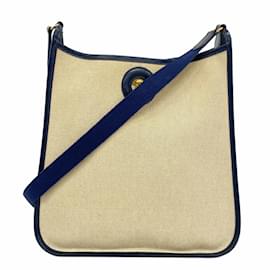 Hermès-Sac à épaule Hermes Vespa PM Toile H en bleu marine-Bleu Marine