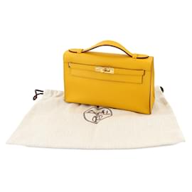 Hermès-Sac à main Hermes Pochette Kelly Swift-Jaune