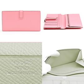 Hermès-Portefeuille Long Soufflet Bearn Hermes-Rose