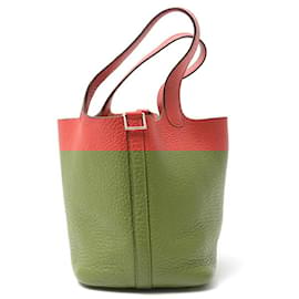 Hermès-Sac à main Hermes Picotin PM 18-Rouge