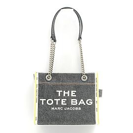 Borsa Tote in Denim con Catena per Donne Marc Jacobs Nero