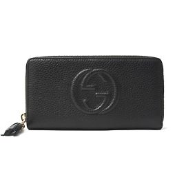 Cartera larga de cuero negro Gucci Soho Negro
