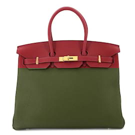 Hermès-Sac à main Hermes Birkin 35 Togo Rouge Grenat-Rouge