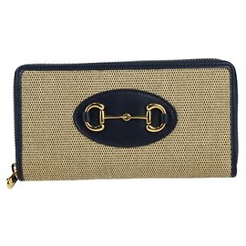 GUCCI Horsebit 1955 Long Wallet Black Beige