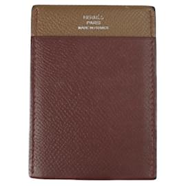 Hermès-Porte-cartes en cuir Epsom marron Hermes-Marron