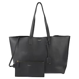 Schwarze Leder-Tote von Yves Saint Laurent Schwarz