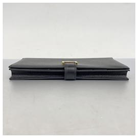 Hermès-Portefeuille Long Hermes en Cuir Epsom Noir-Noir